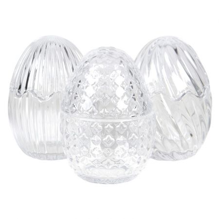 Clayre & Eef Bonbonschale Ei Ø 9x12 cm Glas Bonbonniere