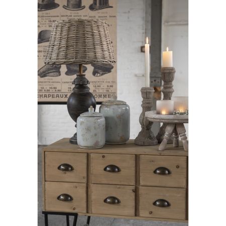 Clayre & Eef Topf mit Deckel Ø 16x25 cm Grau Keramik Vorratsbehälter