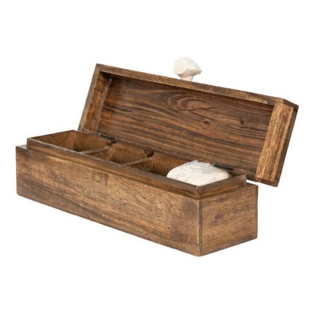 Clayre & Eef Teedose 31x13x10 cm Braun Holz Hühner Rechteckig Teekiste