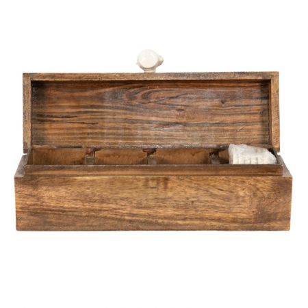 Clayre & Eef Teedose 31x13x10 cm Braun Holz Hühner Rechteckig Teekiste