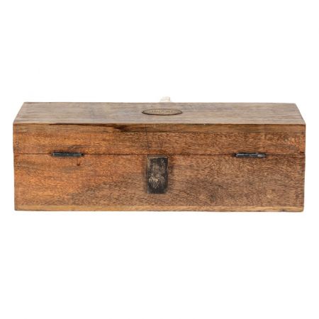 Clayre & Eef Teedose 31x13x10 cm Braun Holz Hühner Rechteckig Teekiste