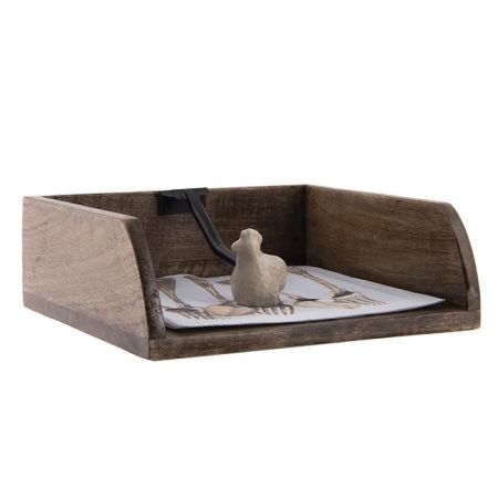 Clayre & Eef Serviettenklammer 20x18x6 cm Braun Holz
