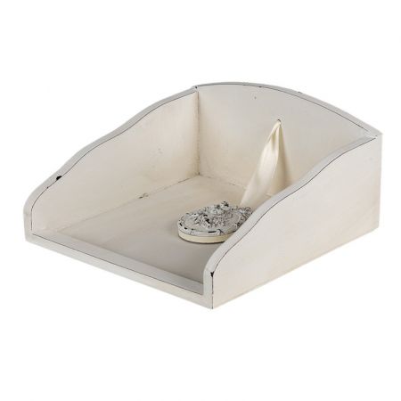 Clayre & Eef Serviettenklammer 20x20x10 cm Weiß MDF Kunststoff