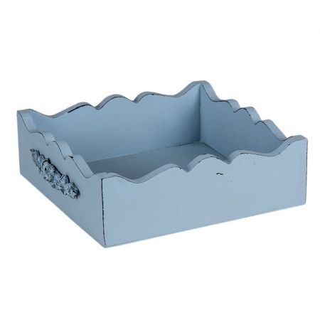 Clayre & Eef Serviettenklammer 20x22x6 cm Blau MDF Kunststoff