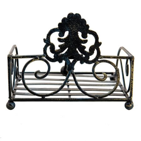 Clayre & Eef Serviettenhalter 20x20x15 cm Braun Metall Quadratisch Serviettenspender