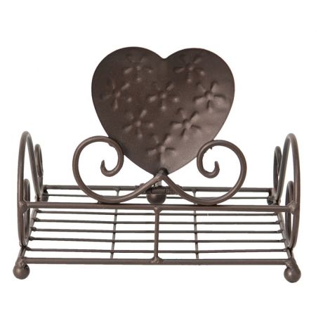 Clayre & Eef Serviettenspender 21x21x18 cm Braun Metall Herzen
