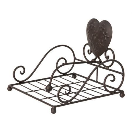 Clayre & Eef Serviettenspender 21x21x18 cm Braun Metall Herzen