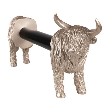 Clayre & Eef Küchenrollenhalter Kuh 46x11x21 cm Goldfarbig