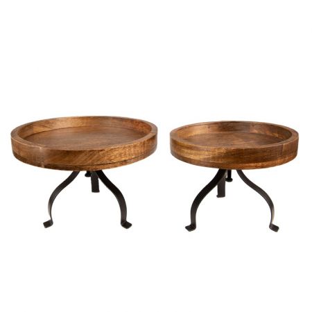 Clayre & Eef Servier Schale Ø 28x16 cm Braun Holz Metall