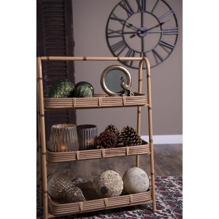 Clayre & Eef Wandregal 50x23x70 cm Braun Rattan Metall Rechteckig