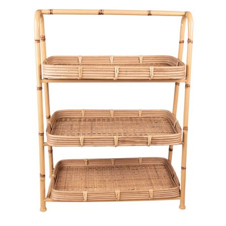 Clayre & Eef Wandregal 50x23x70 cm Braun Rattan Metall Rechteckig