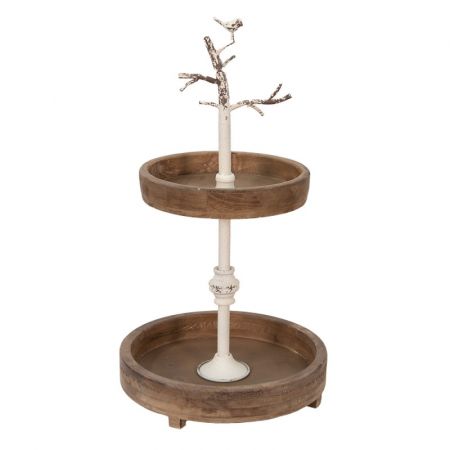 Clayre & Eef Wohnaccessoires 34x62 cm Braun Weiß Holz