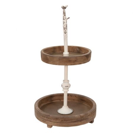 Clayre & Eef Wohnaccessoires 34x62 cm Braun Weiß Holz