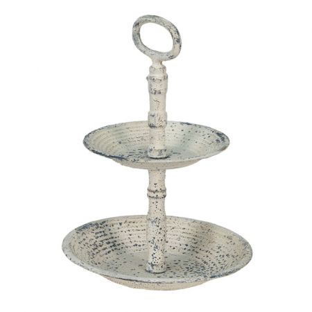 Clayre & Eef Etagere 2 Etagen Ø 19x27 cm Beige Metall