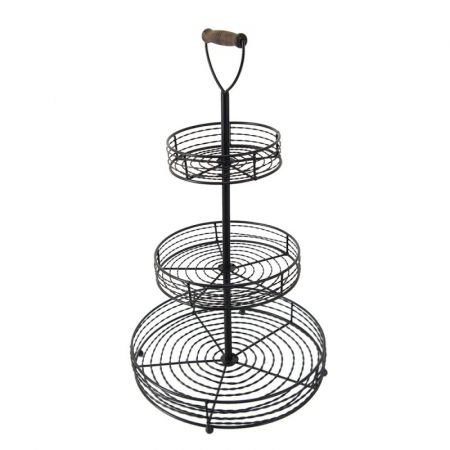 Clayre & Eef Etagere 3 Etagen Ø 34x59 cm Schwarz Metall Rund