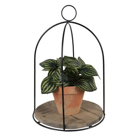 Clayre & Eef Pflanzenhalter Ø 28x41 cm Braun Holz Metall Rund