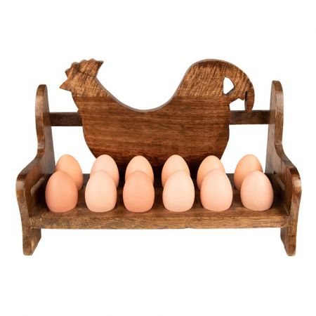 Clayre & Eef Eierhalter Huhn 32x13x19 cm Braun Holz