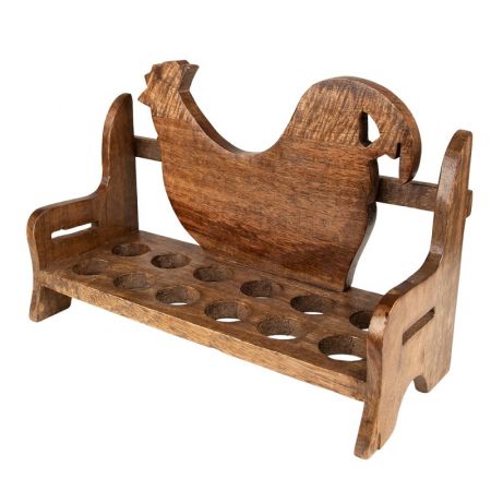Clayre & Eef Eierhalter Huhn 32x13x19 cm Braun Holz