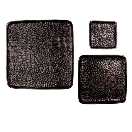 Clayre & Eef Servier Schale 36 cm Schwarz Aluminium