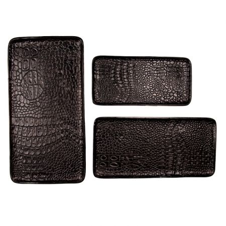 Clayre & Eef Servier Schale 55 cm Schwarz Aluminium