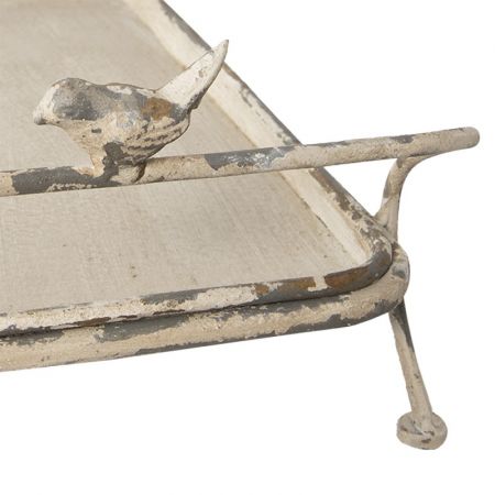 Clayre & Eef Servier Schale 60x32x21 cm Weiß Metall Rechteckig Deko Accessoires