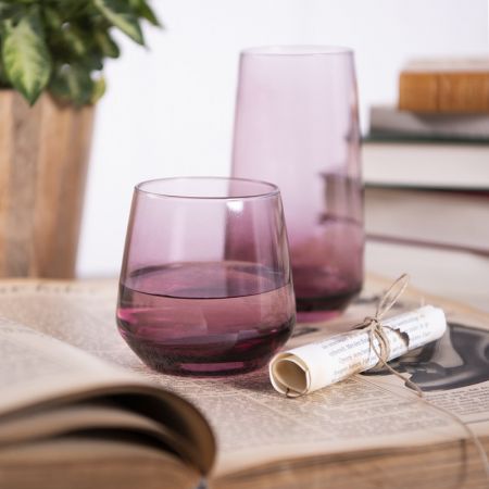 Clayre & Eef Verre d'eau 430 ml Lila Glas Trinkbecher