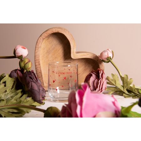 Clayre & Eef Wasserglas 300 ml Rot Glas Herzen