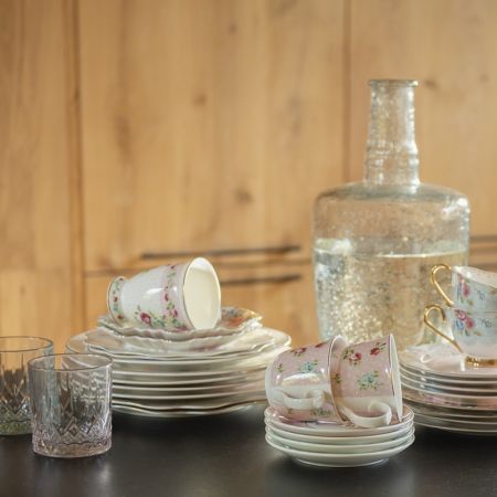 Clayre & Eef Wasserglas 300 ml Rosa Glas