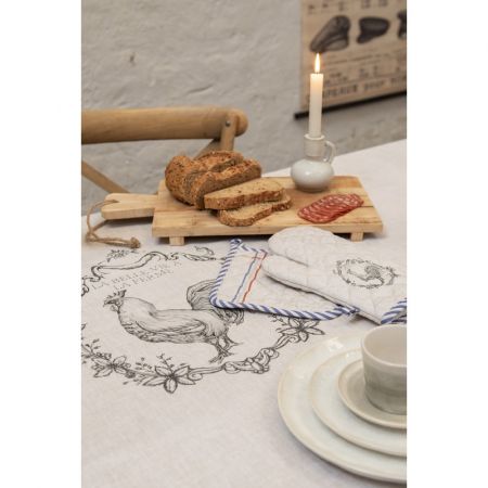 Clayre & Eef Brotkörbchen 35x35x8 cm Beige Baumwolle Hahn Quadratisch