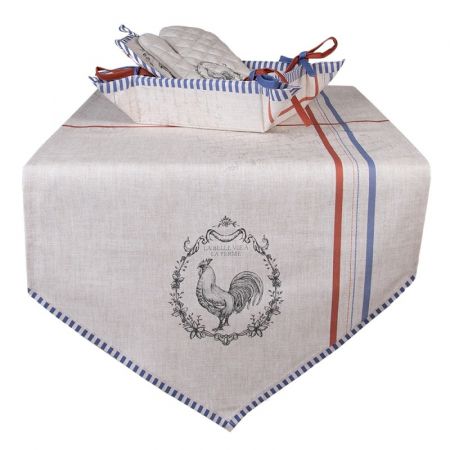 Clayre & Eef Brotkörbchen 35x35x8 cm Beige Baumwolle Hahn Quadratisch