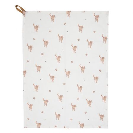 Clayre & Eef Küchentuch beige, 100% Baumwolle, Katzenmotiv