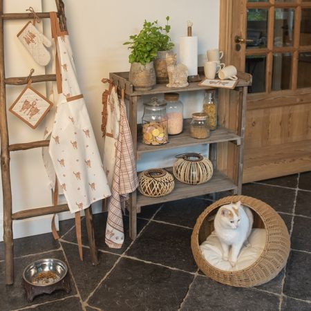 Clayre & Eef Küchentuch, braun, 100 % Baumwolle, Katzenmotiv