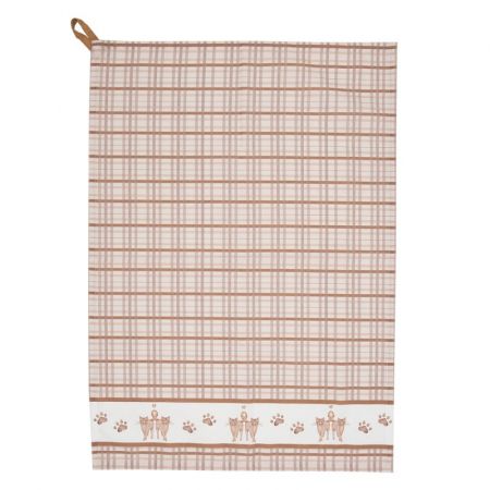 Clayre & Eef Küchentuch, braun, 100 % Baumwolle, Katzenmotiv
