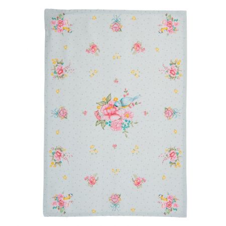 Clayre & Eef Geschirrtuch 50x70 cm Grün Baumwolle Blumen