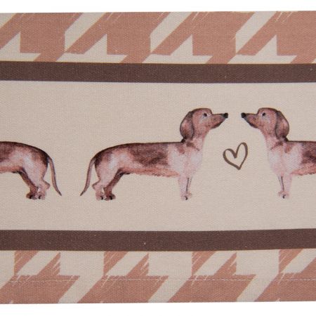 Clayre & Eef Geschirrtuch 50x70 cm Beige Baumwolle Dackel Rechteckig