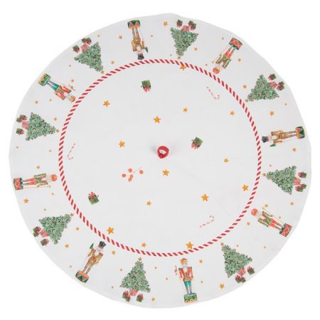 Clayre & Eef Geschirrtuch Ø 80 cm Beige Grün Baumwolle Nussknacker Rund