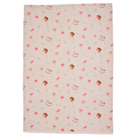 Clayre & Eef Geschirrtuch 50x70 cm Beige Rosa Baumwolle