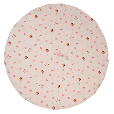 Clayre & Eef Geschirrtuch Ø 80 cm Beige Rosa Baumwolle Schaukelpferd