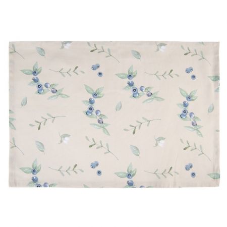 Clayre & Eef Küchentuch 50x70 cm Beige Blau Baumwolle Blaubeeren Küchentuch
