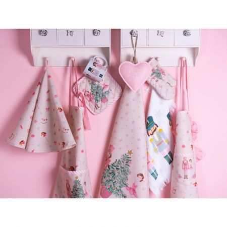 Clayre & Eef Kochhandschuhe 18x30 cm Beige Rosa Baumwolle