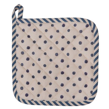 Clayre & Eef Ofenhandschuhe 20x20 cm Beige Blau Baumwolle Blaubeeren Quadratisch