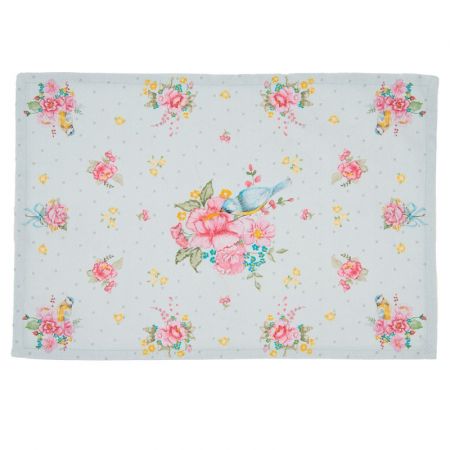 Clayre & Eef Tischsets 6er Set 48x33 cm Grün Baumwolle Blumen Rechteckig