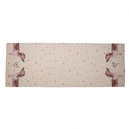 Clayre & Eef Tischdecke 50x140 cm Beige Baumwolle Dackel Rechteckig Läufer