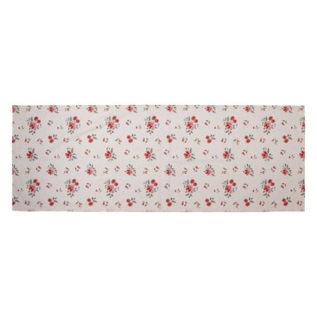 Clayre & Eef Tischdecke 50x140 cm Beige Baumwolle Rosen Rechteckig Läufer