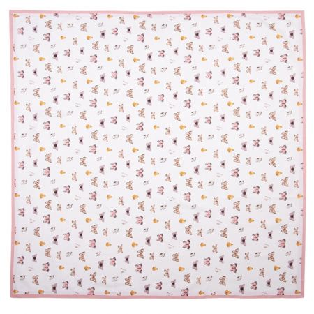Clayre & Eef Tischdecke 150x250 cm Beige Rosa Baumwolle Schmetterlinge Rechteckig Tischtuch