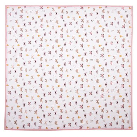 Clayre & Eef Tischdecke 100x100 cm Beige Rosa Baumwolle Schmetterlinge Quadratisch Tischtuch