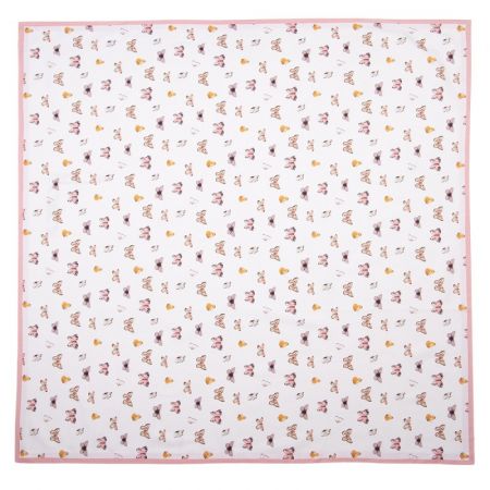 Clayre & Eef Tischdecke 130x180 cm Beige Rosa Baumwolle Schmetterlinge Rechteckig