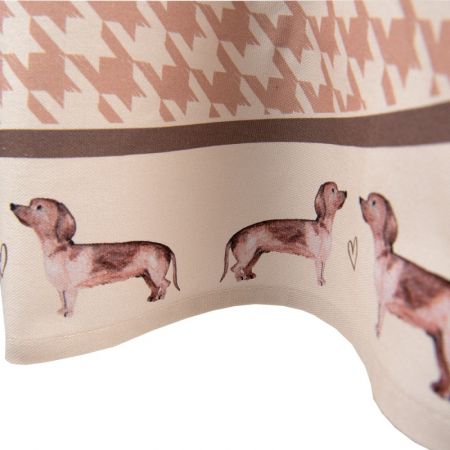 Clayre & Eef Tischdecke Ø 170 cm Braun Baumwolle Dackel Rund Tischtuch