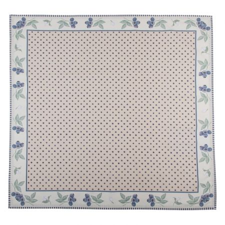 Clayre & Eef Tischdecke 130x180 cm Beige Blau Baumwolle Blaubeeren Rechteckig Tischtuch