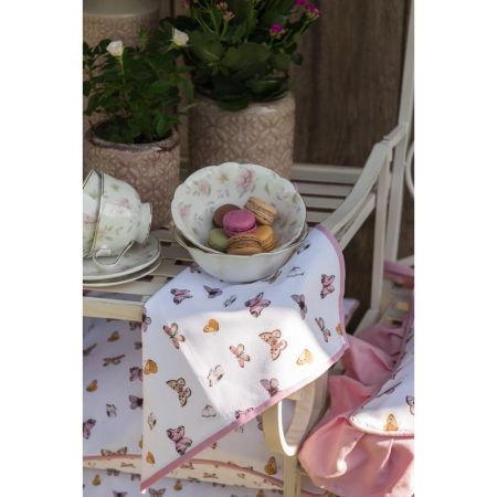 Clayre & Eef Servietten Stof 40x40 cm Beige Rosa Baumwolle
